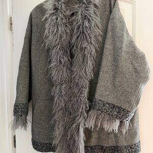 Revillon cashmere fur trimmed  Luxury swing jacket coat